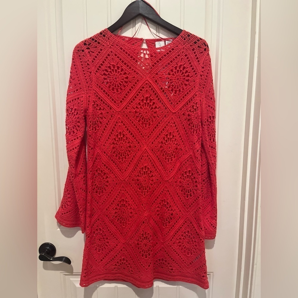Joie Dress NWT Crochet Size XS Peach Color Slight Flared Sleeves Summer Perfect